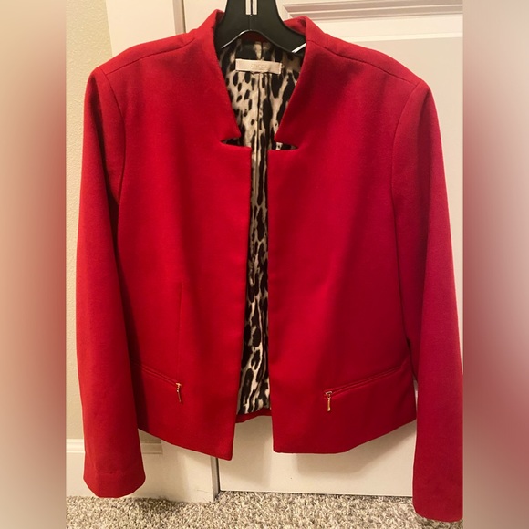 Chico's Jackets & Blazers - Beautiful red leopard print lined jacket with gold zipper detail. Very nice!
